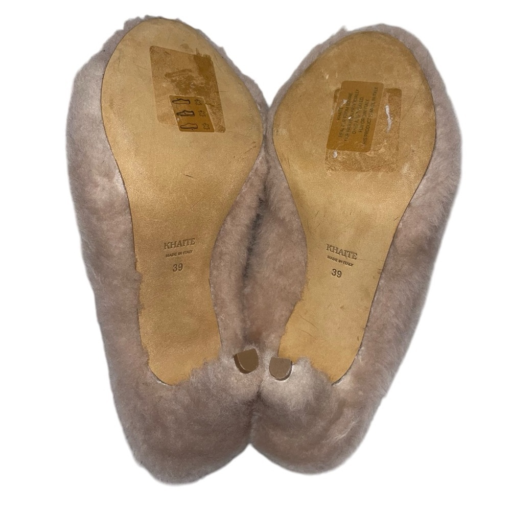 KHAITE Pink Shearling Mules Slide Sandals Heels 9 Marion Fuzzy Party New 🟠 - Picture 9 of 11